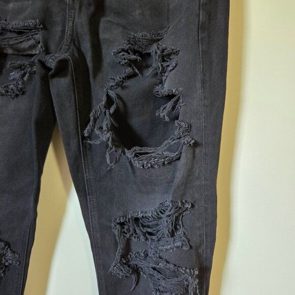 EUC AMERICAN EAGLE OUTFITTERS REAL GOOD DARK WASH DESTROYED MOM JEANS SIZE 2 - Picture 5 of 16